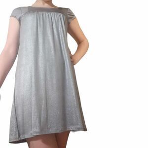 Fleurish Silver Sparkly Mini Dress Size S! 31" Long Gently Used Pre-Owned